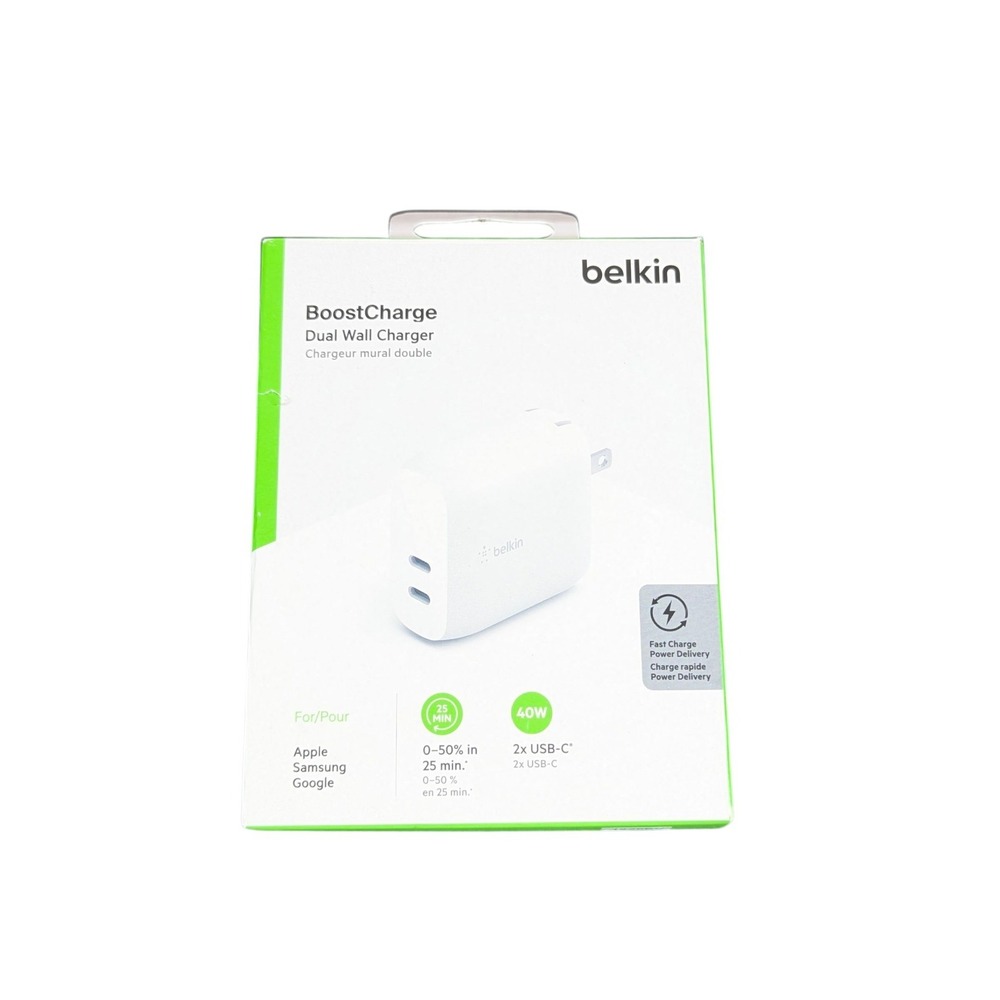 Aa3N Belkin BoostCharge (20W) Dual USB-C with (40W) Stand Alone Wall Charger